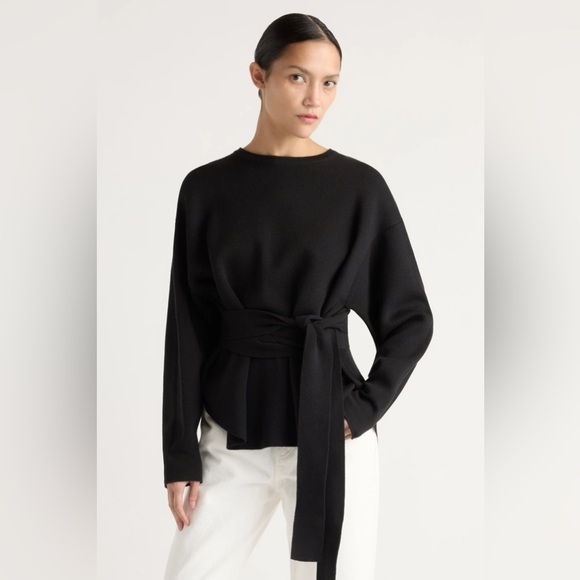 Pink Martini Sweaters - Pink Martini Black Tie Waist Sweater L